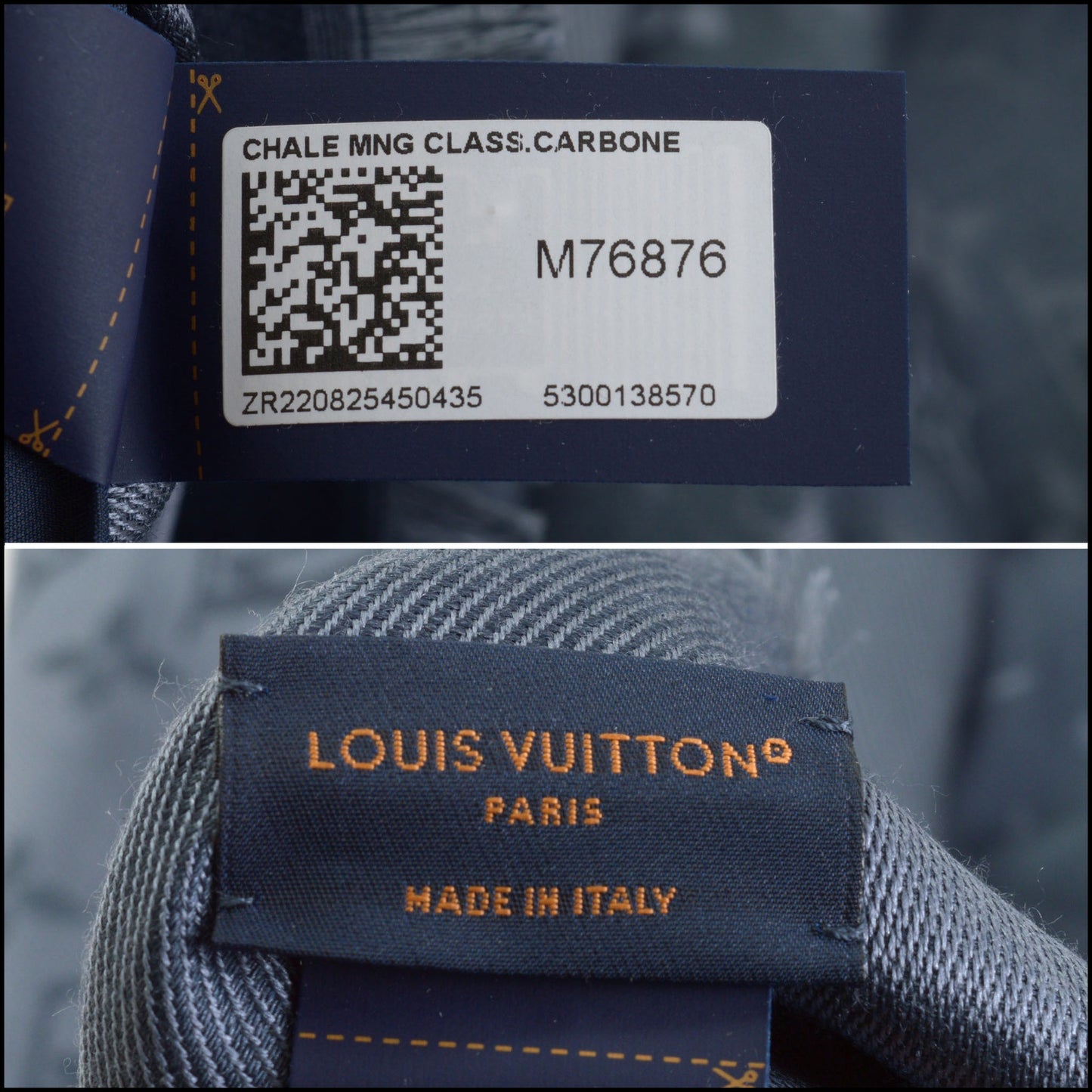 RDC14931 LOUIS VUITTON Carbone Dark Blue-Grey Monogram Classic Shawl