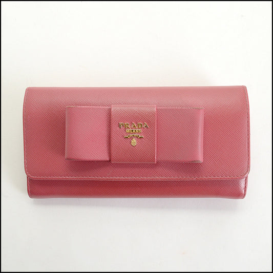 RDC14620 PRADA Saffiano Fiocco Bow Continental Wallet
