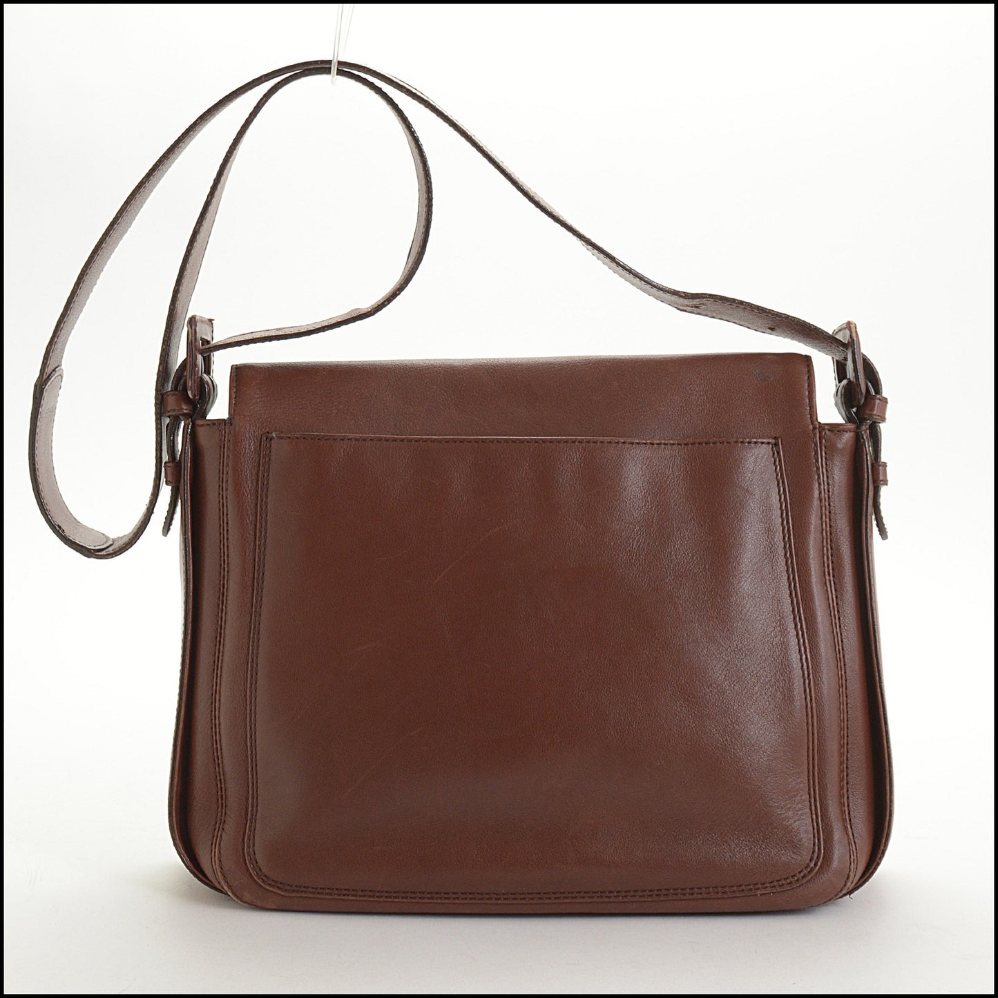 RDC15010 CHANEL '97/'99 Brown Leather CC Turn Lock Saddle Flap Bag