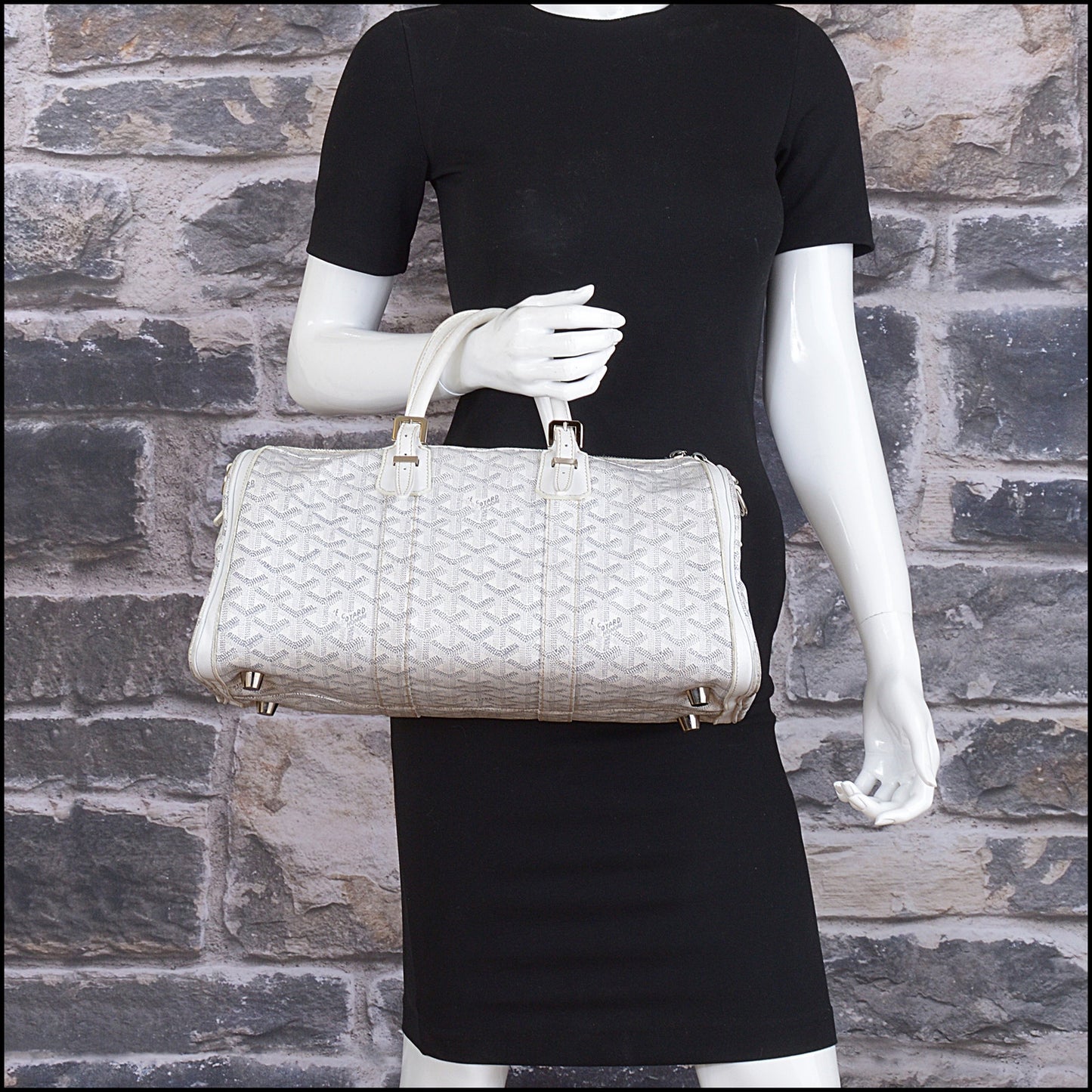 RDC15607 GOYARD '05 White Goyardine Croisiere 35 Boston bag
