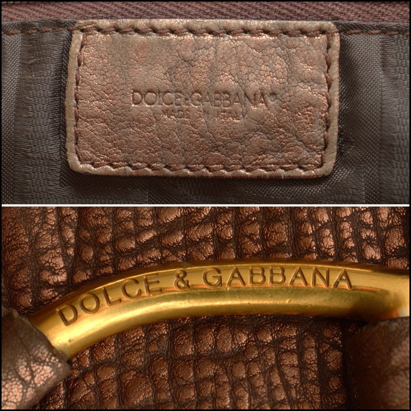 RDC15130 DOLCE & GABBANA Bronze Metallic Washed Lambskin Tote