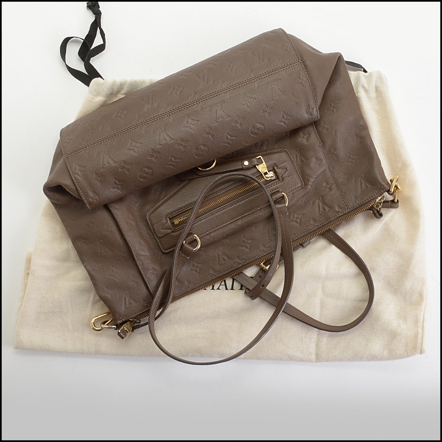 RDC14146 Authentic LOUIS VUITTON '11 Taupe Monogram Leather Lumineuse Bag