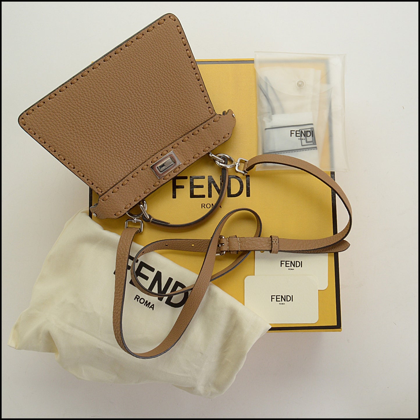 RDC14999 FENDI Selleria '24 Cappucino Calfskin Petite Peekaboo bag