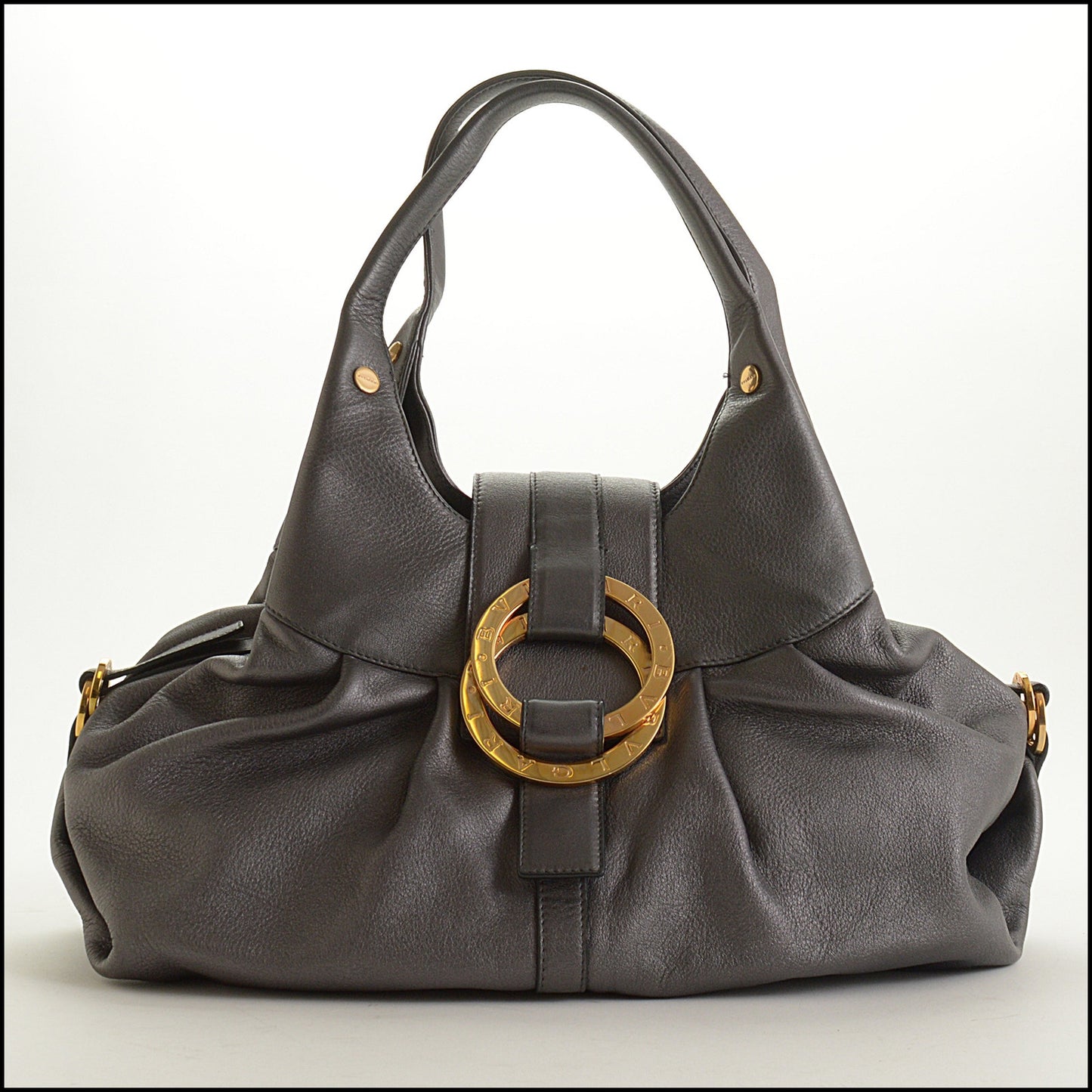 RDC15612 BVLGARI Metallic Silver Leather Chandra bag