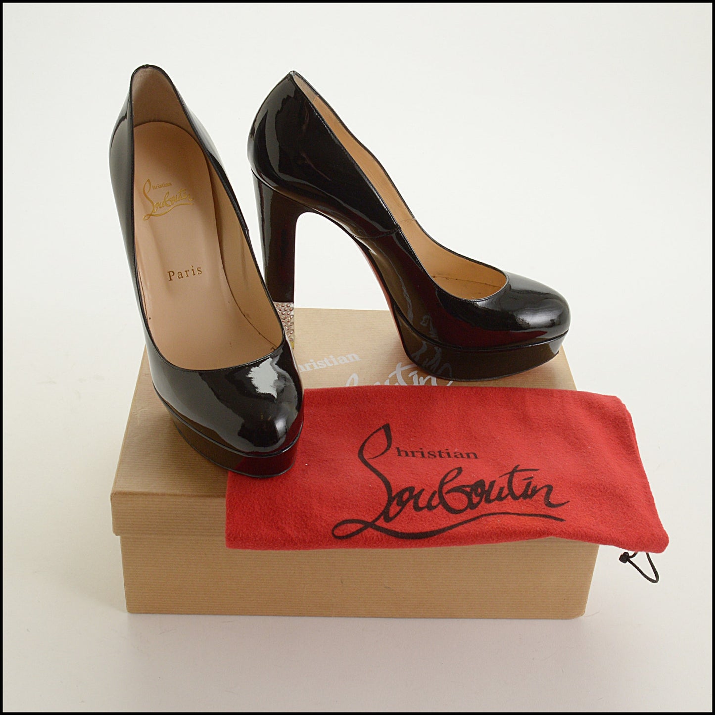 RDC15615 CHRISTIAN LOUBOUTIN Black Patent 140mm Filter Pumps size 39