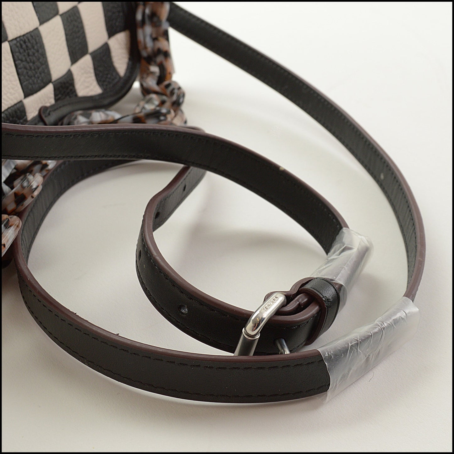 RDC15399 COACHTOPIA Black and White Checkerboard Wavy Dinky Bag
