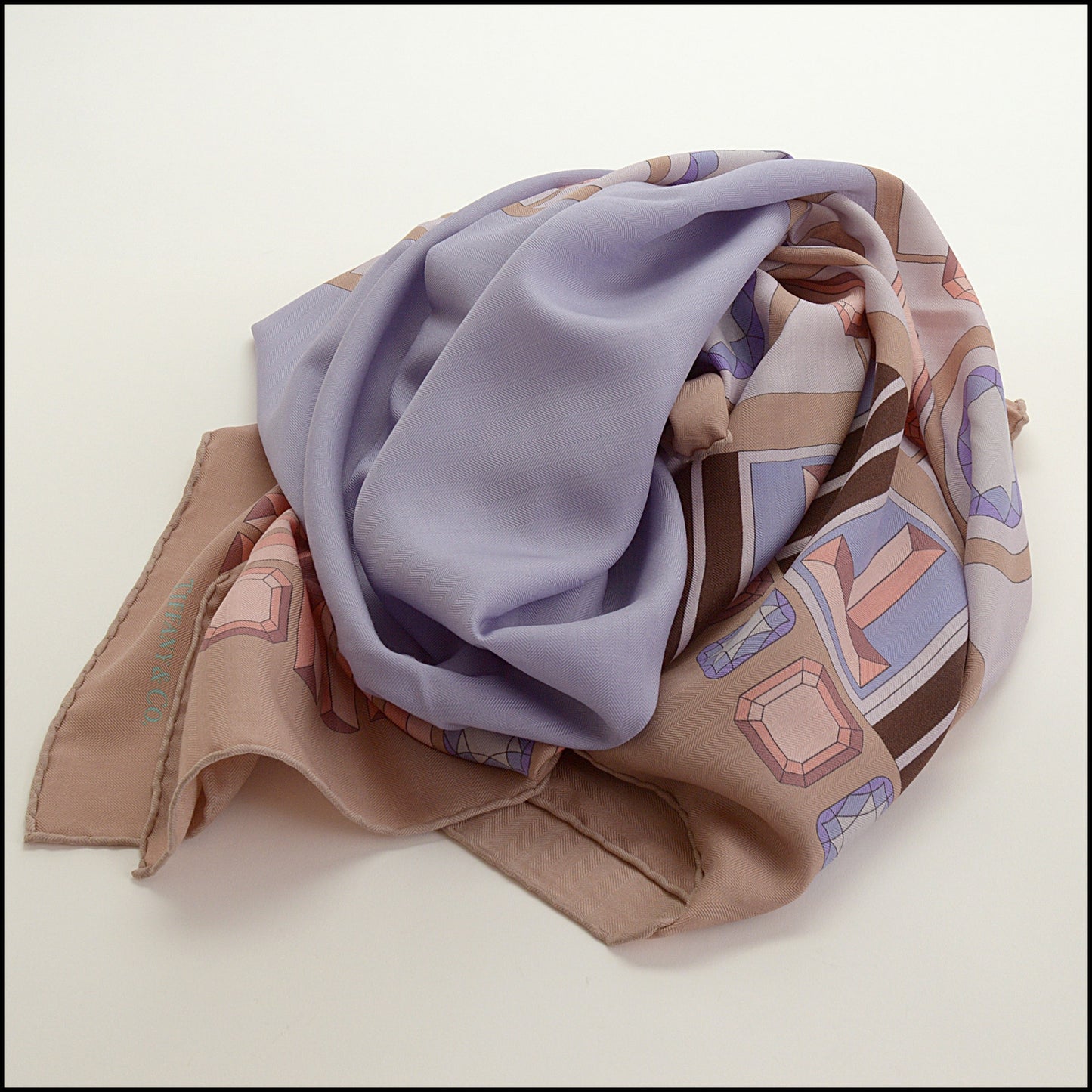 RDC15229 TIFFANY & CO. Lilac Gem Border Cashmere and Silk Stole 140cm