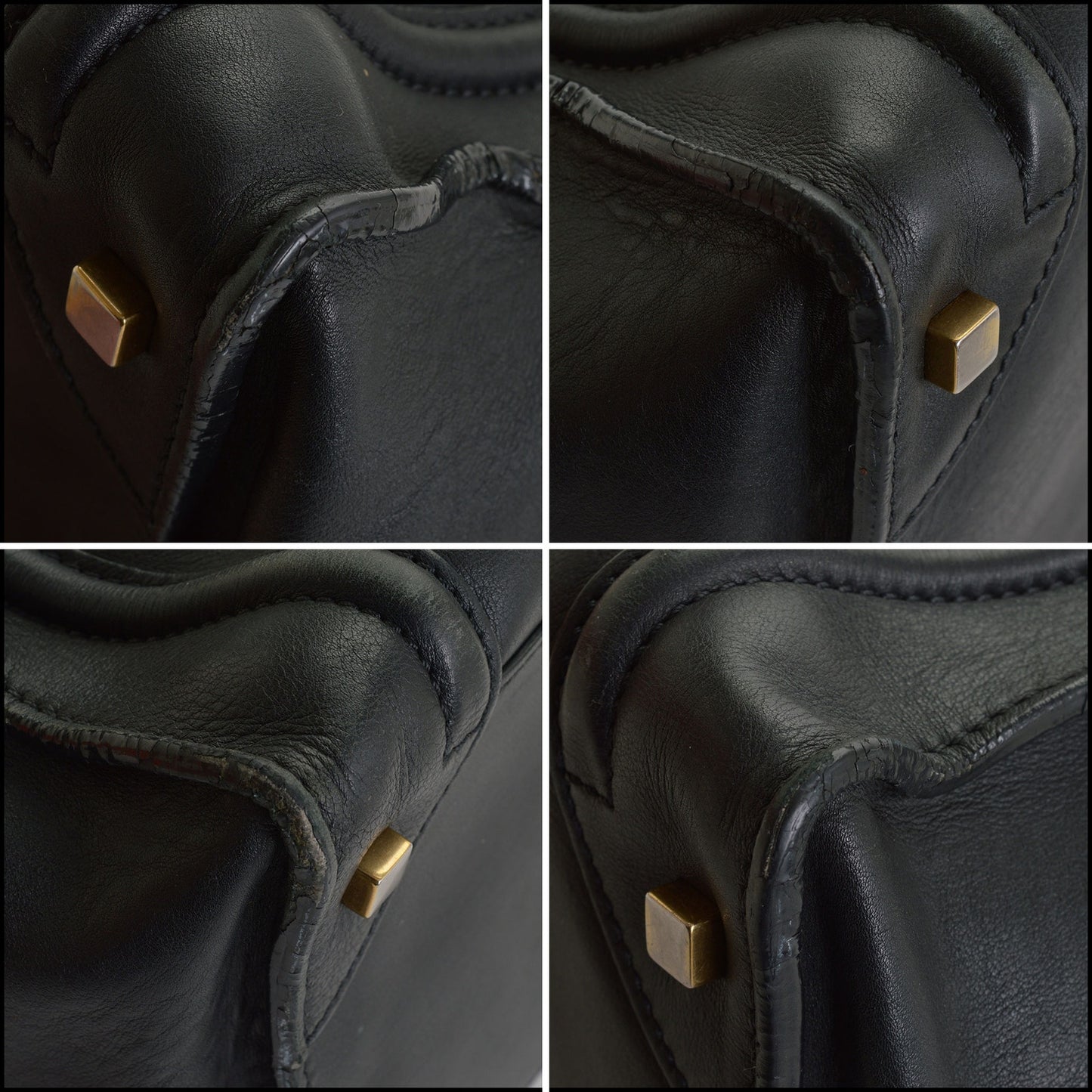 RDC14877 CELINE Black Leather Mini Luggage Tote Bag