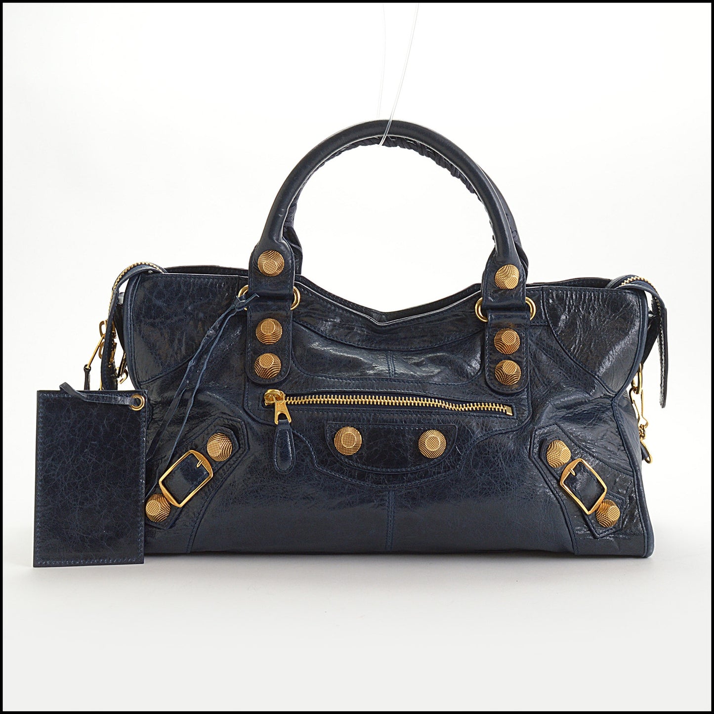 RDC14509 BALENCIAGA FW '08 Marine Dark Blue 21 Giant Gold Hardware Part Time Bag
