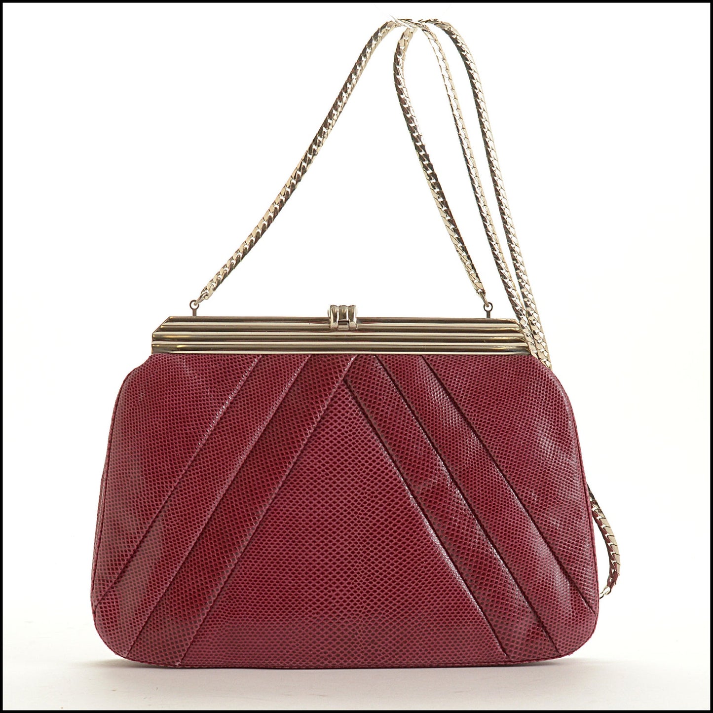 RDC15586 JUDITH LEIBER Berry Red Karung Onyx Evening Bag