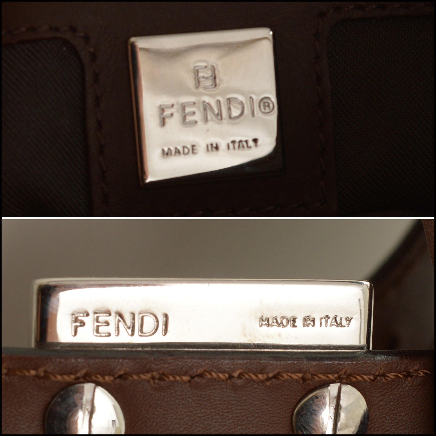 RDC15510 FENDI Vintage Brown Leather Baguette Bag