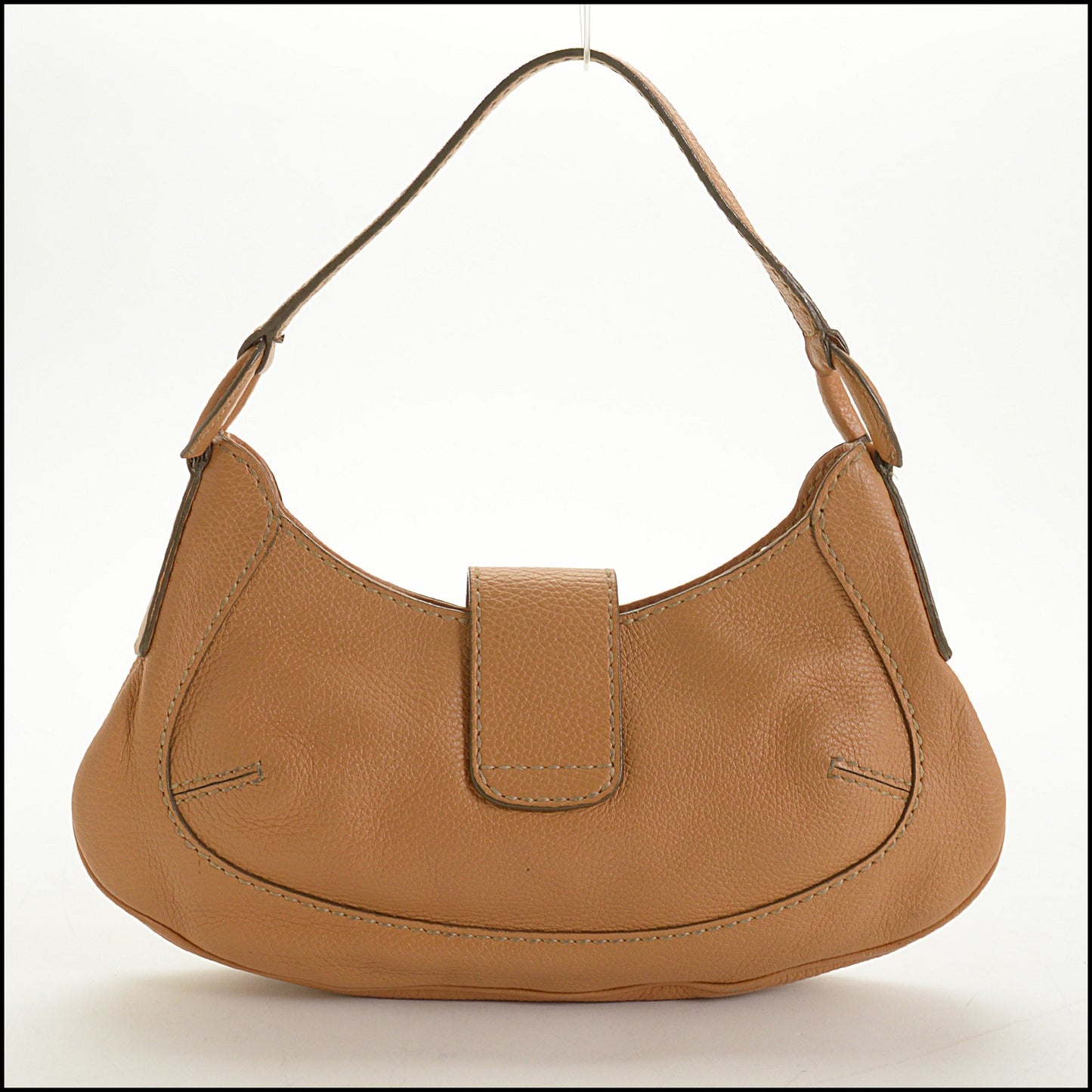 RDC15133 TOD'S Tan Pebbled Leather Wood Clasp Tote