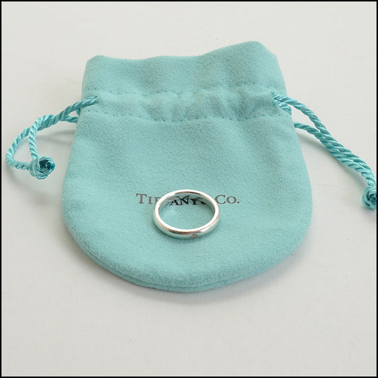 RDC14512 TIFFANY & CO Sterling Silver Peretti 1P Diamond Band Ring Size 4.25
