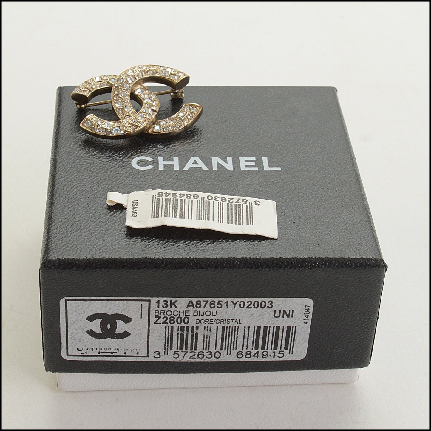 RDC15012 CHANEL '13 Crystal CC Logo Brooch Pin