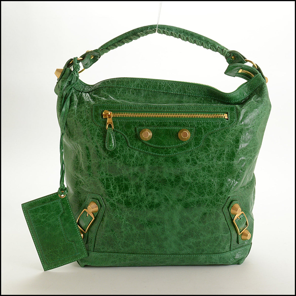 RDC15744 BALENCIAGA '07 Vert Gazon 21mm Gold Giant Hardware Day Bag