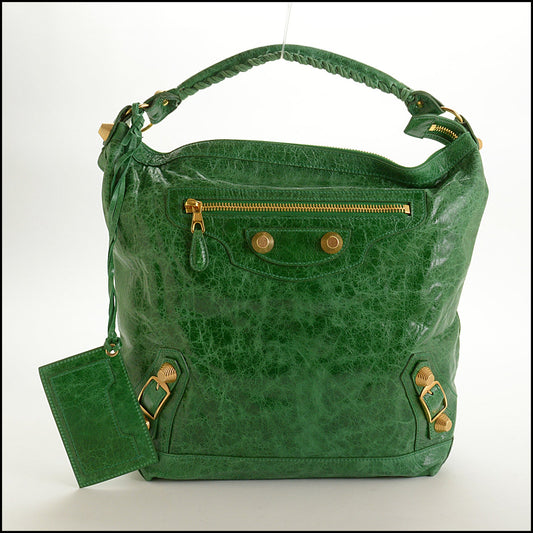 RDC15744 BALENCIAGA '07 Vert Gazon 21mm Gold Giant Hardware Day Bag