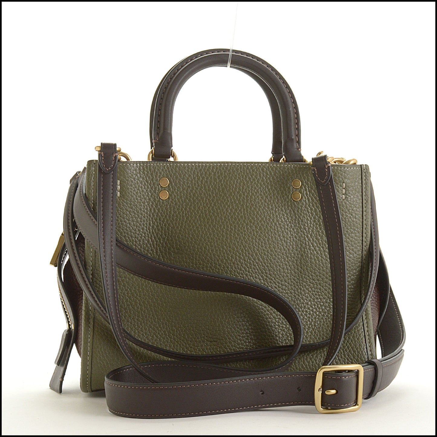 RDC15502 COACH Colorblock Olive Green Brown Glovetanned Leather Rogue 25 Bag