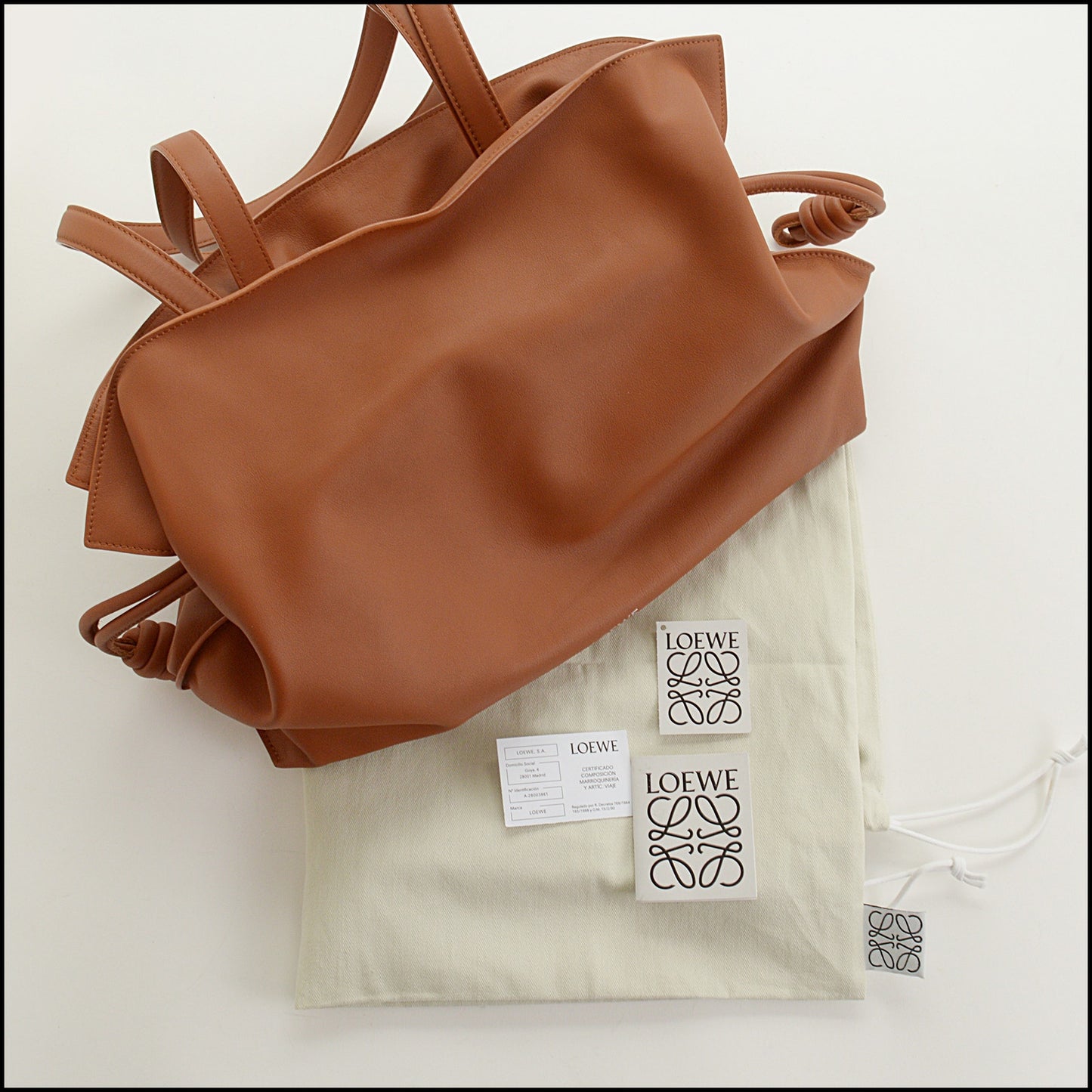 RDC15427 LOEWE Brown Calfskin Large Flamenco Tote Bag