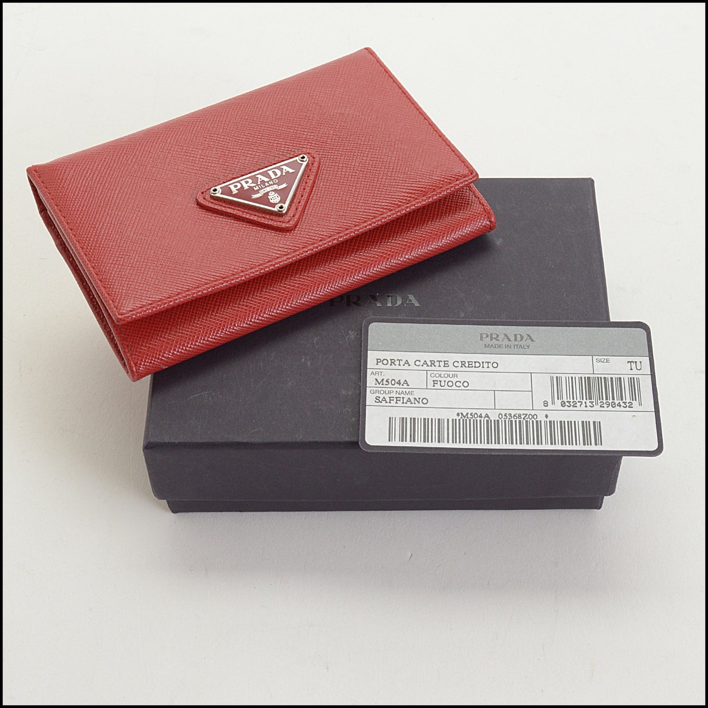 RDC14758 PRADA Red Saffiano Leather Porta Carte Credito Wallet