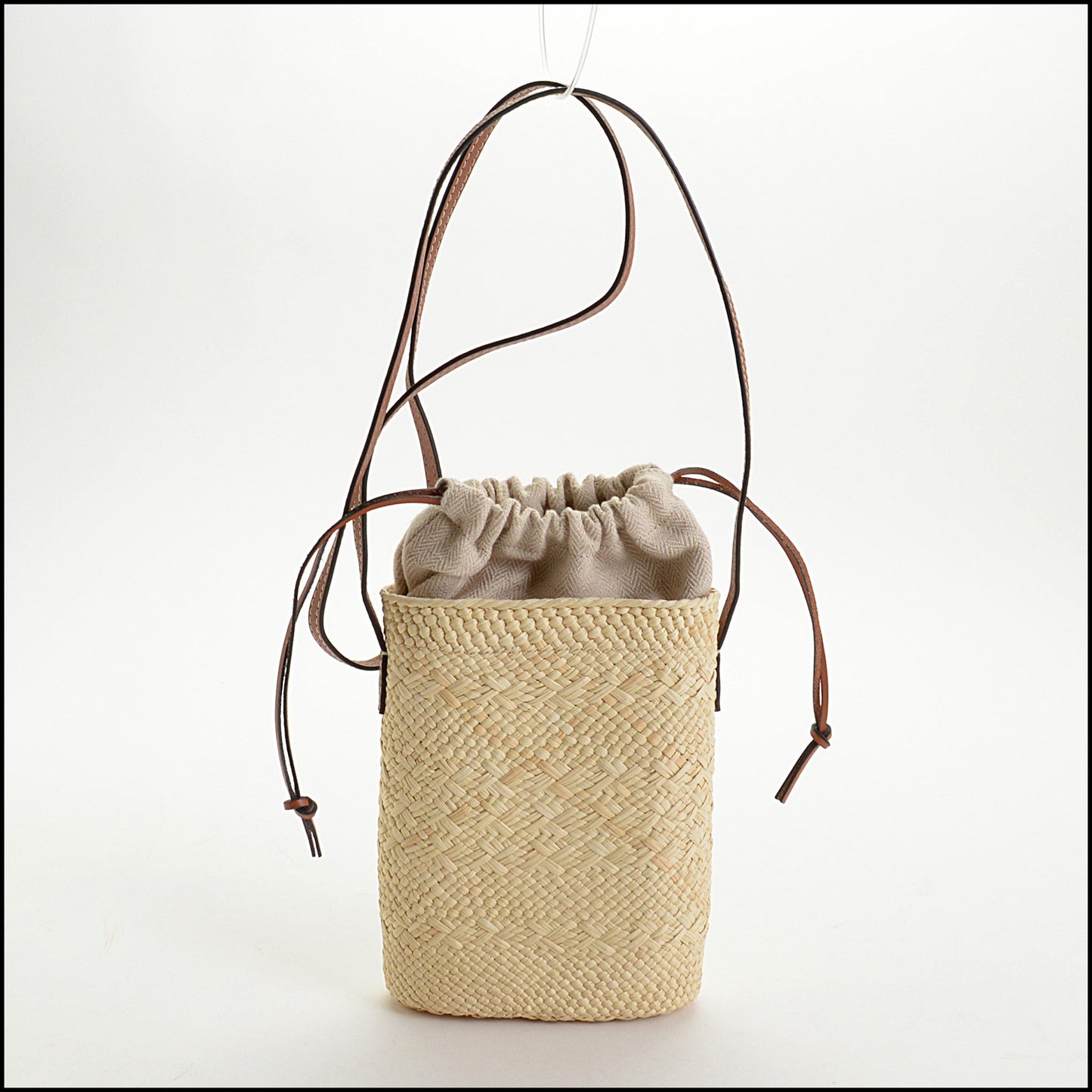 RDC14858 LOEWE Iraca Palm Natural Tan Square Pocket Bag