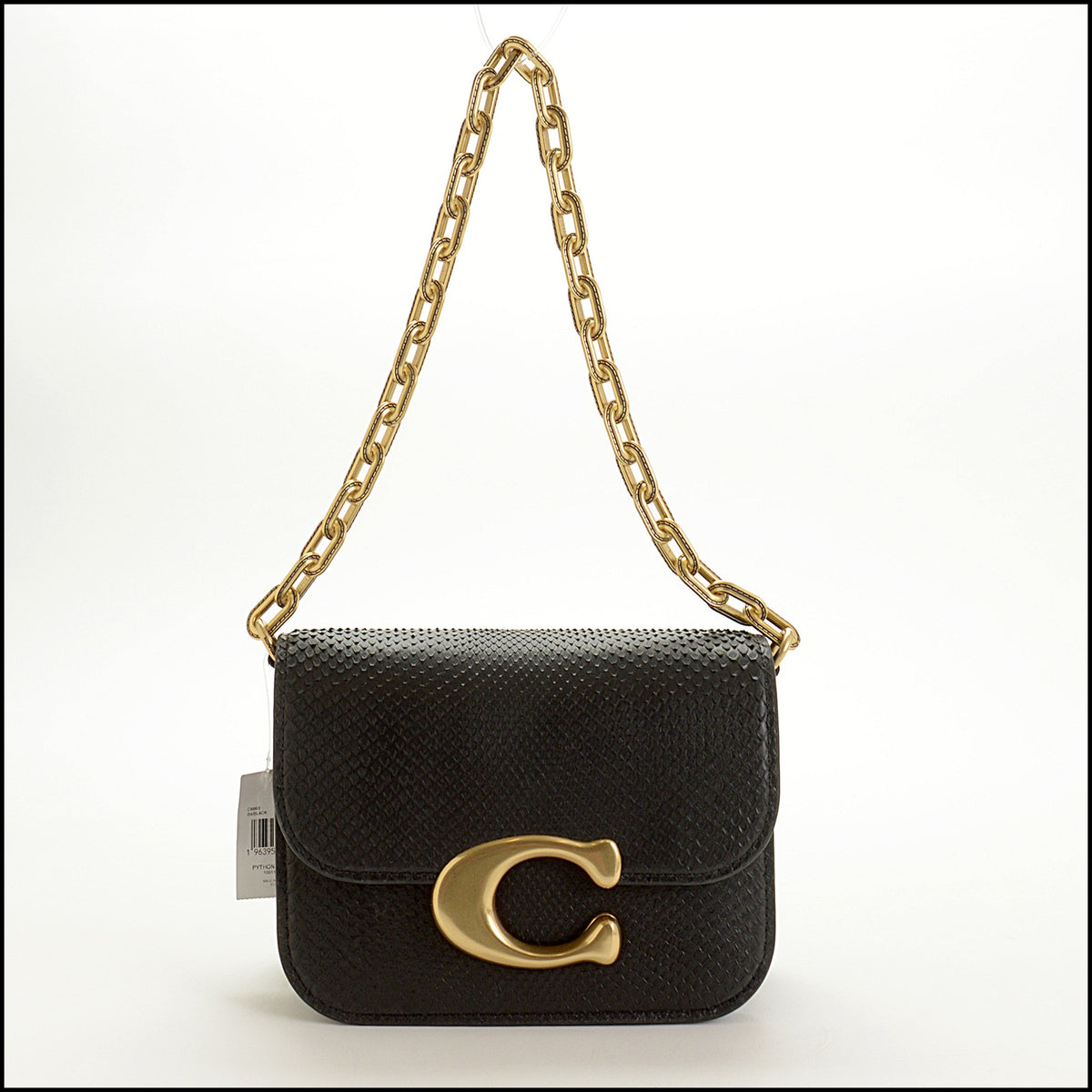 RDC15022 COACH Black Python Idol Crossbody Chain Strap Bag