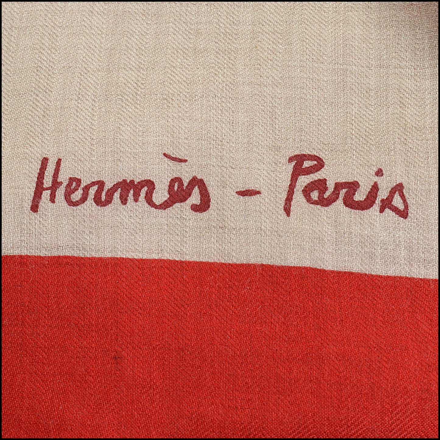 RDC14924 HERMES Natural/Red Cashmere Silk "Chevaux Au Pre" 140 Shawl/Large Scarf