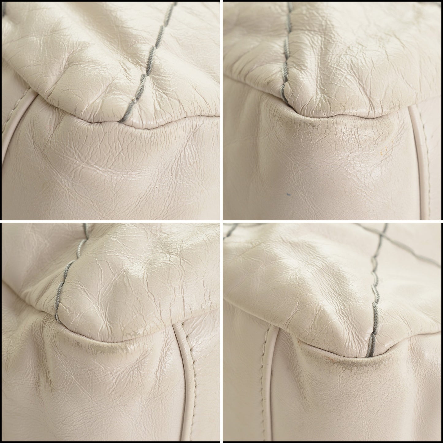 RDC15347 CHANEL '10 Dark White Double Stitch Classic Jumbo Flap Bag