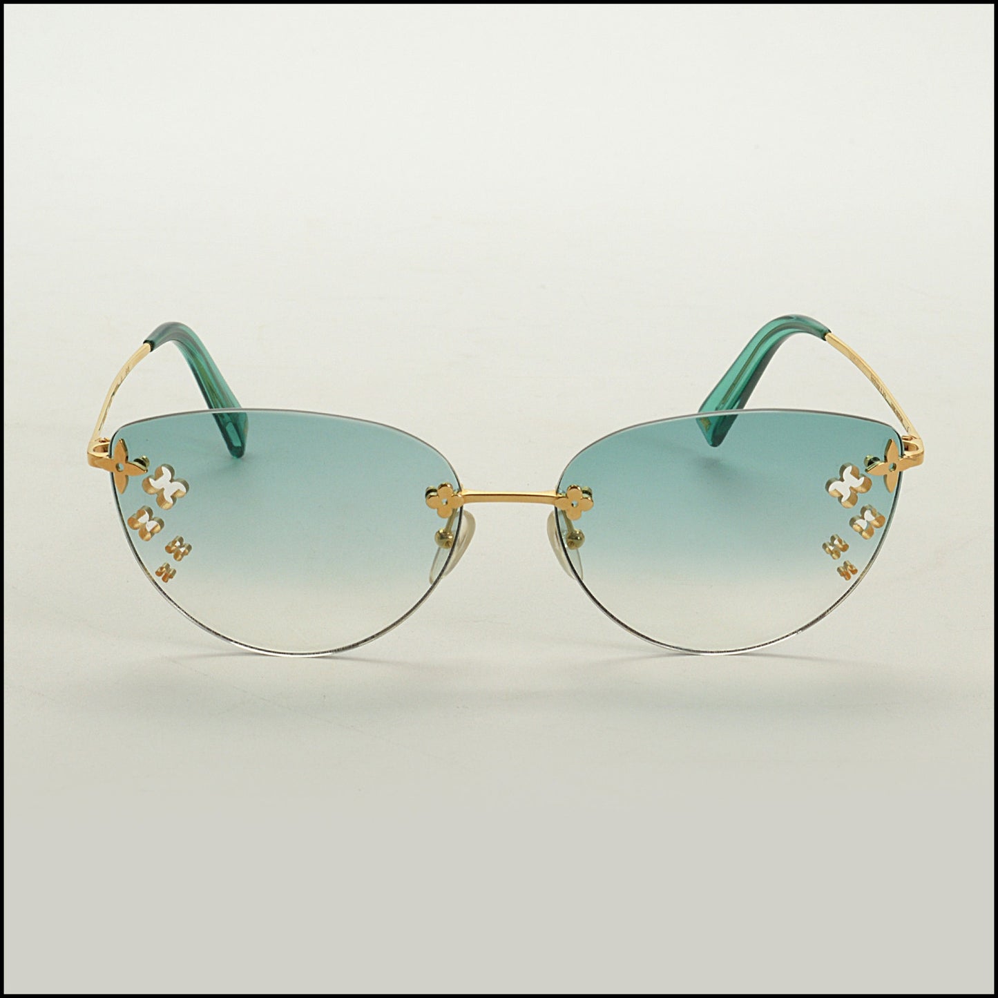RDC15119 LOUIS VUITTON Turquoise Desmayo Rimless Cateye Sunglasses