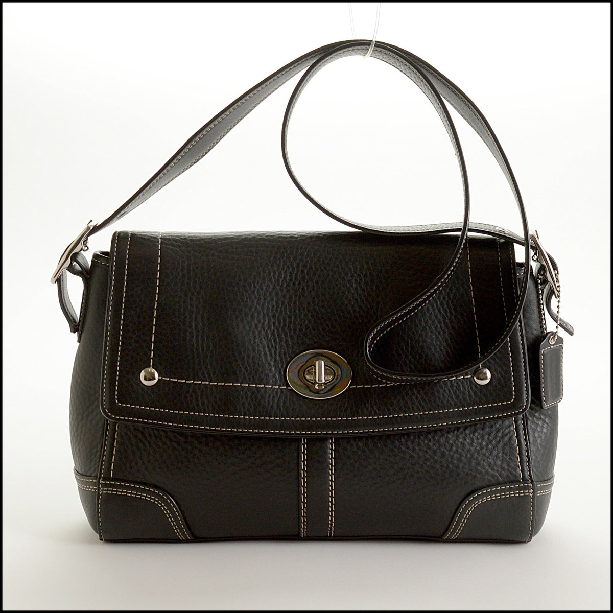 RDC15627 COACH Black Hamilton Leather Flap Bag