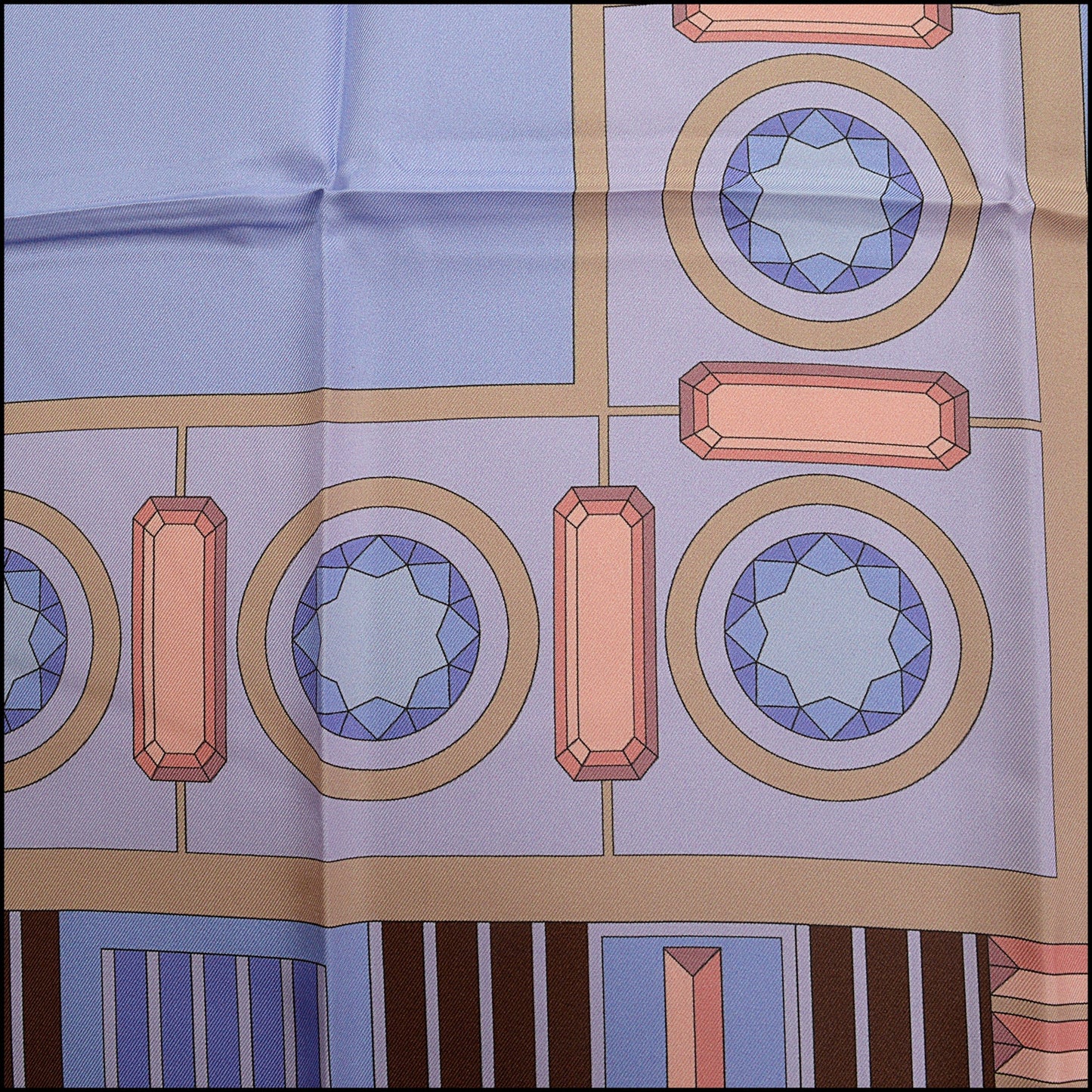 RDC15218 TIFFANY AND CO. Lilac Gem Border Silk Scarf 90cm