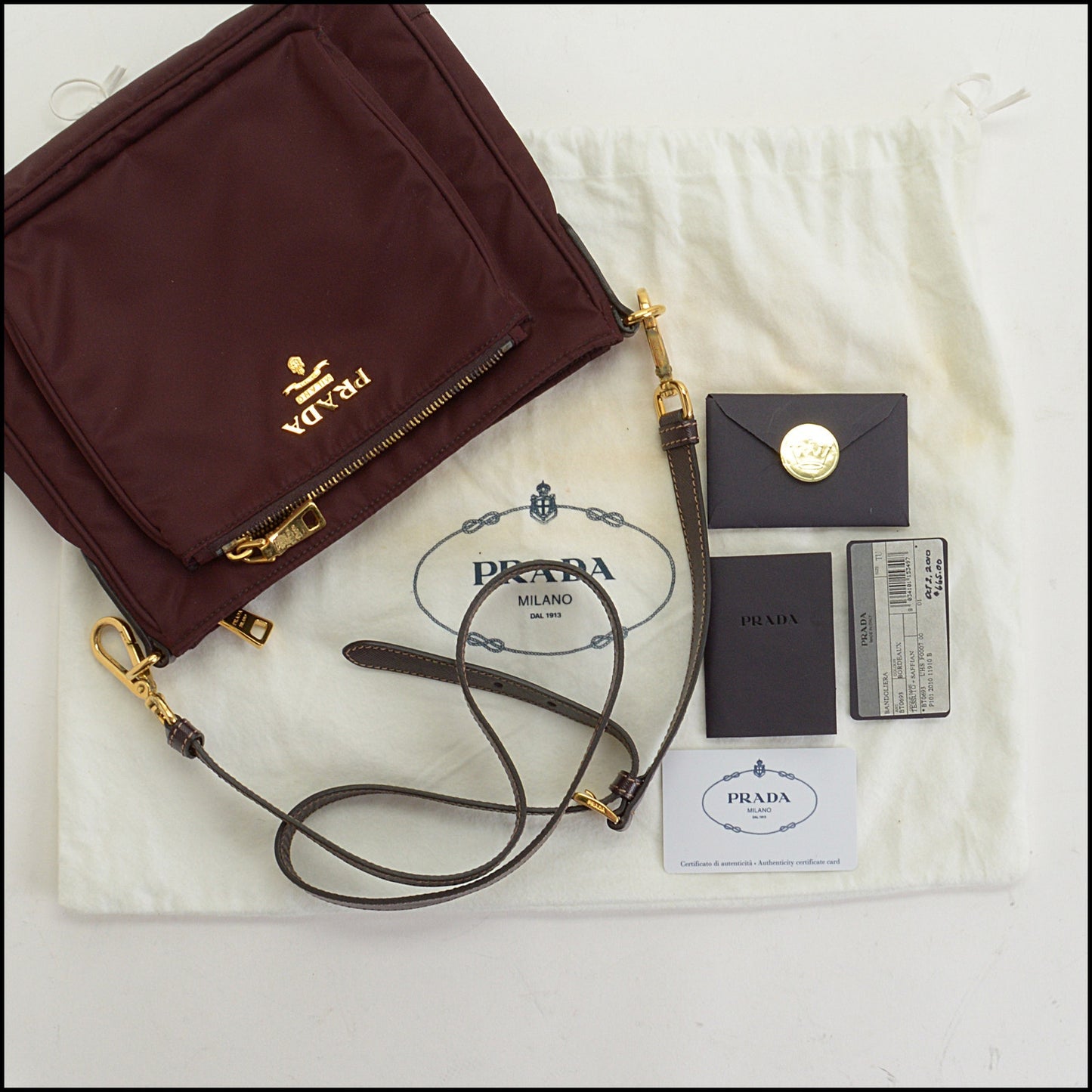 RDC14974 PRADA 2010 Bordeaux Tessuto Nylon & Saffiano Leather Bandoliera Bag