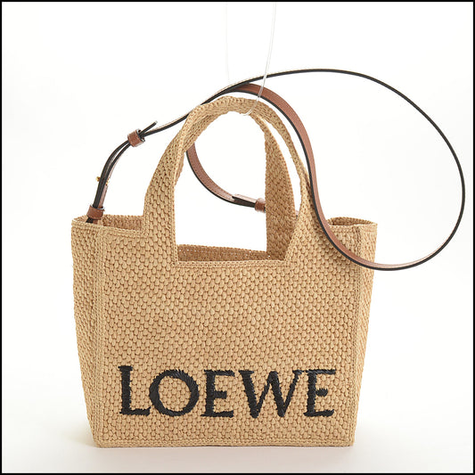RDC14538 LOEWE Natural Woven Raffia Ibiza Small Basket Tote