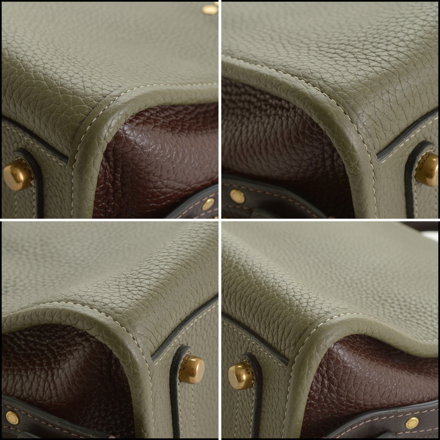 RDC15502 COACH Colorblock Olive Green Brown Glovetanned Leather Rogue 25 Bag