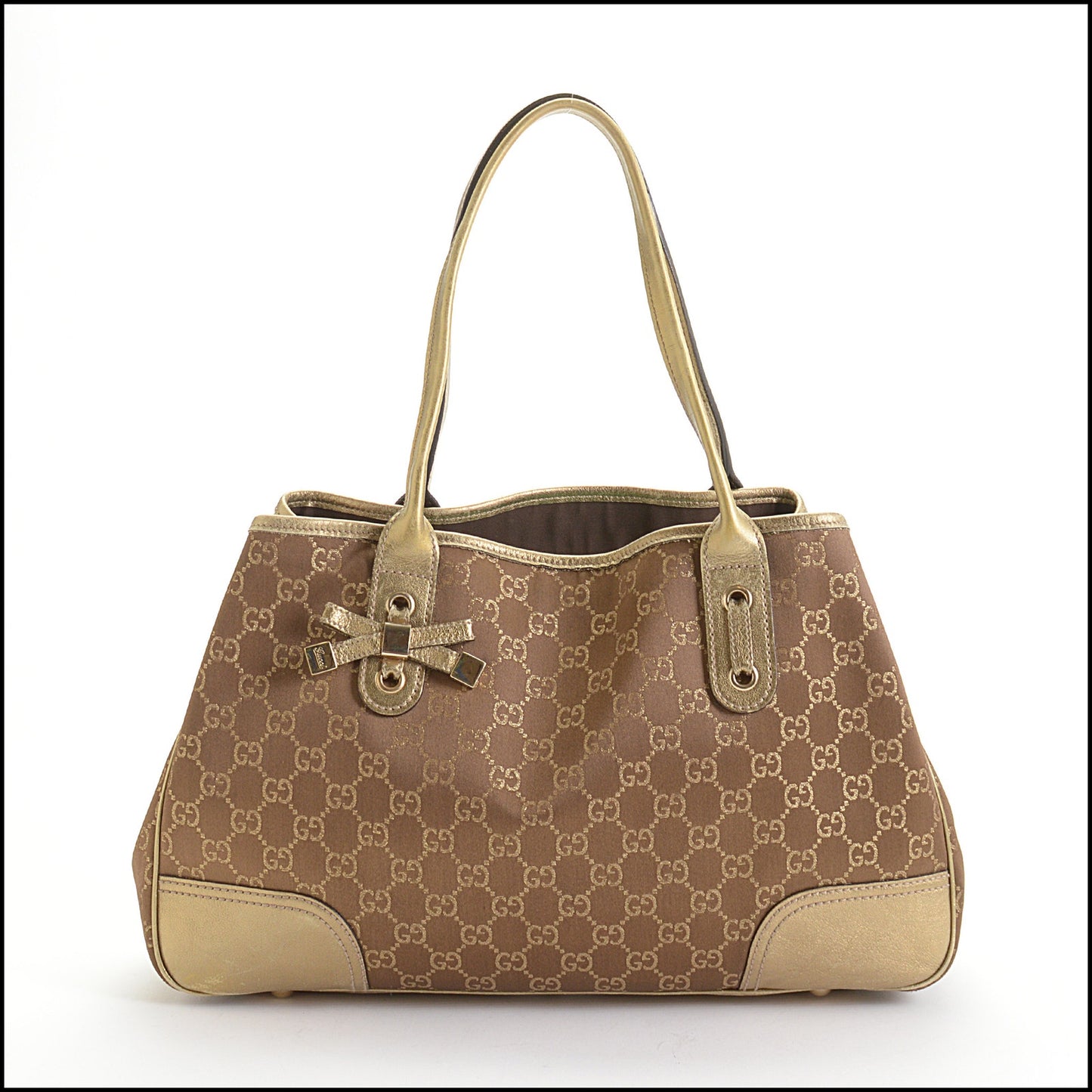 RDC14153 Authentic GUCCI GG Canvas Brown/Gold Princy Tote Bag