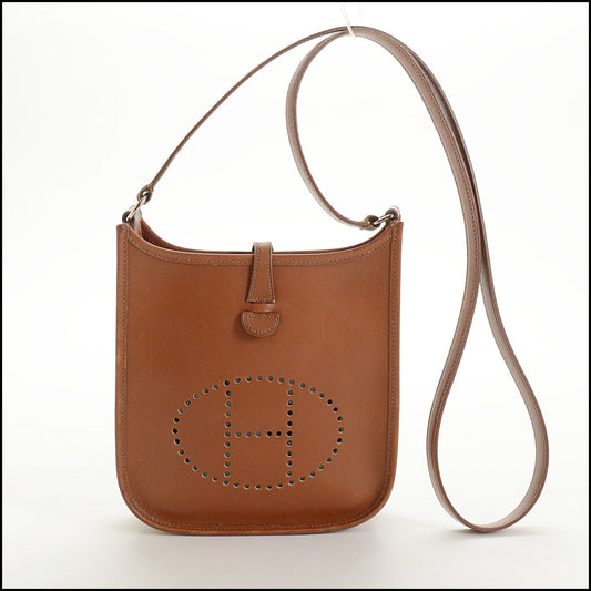 RDC15105 HERMES '02 Fauve Barenia Leather Evelyne Mini Crossbody