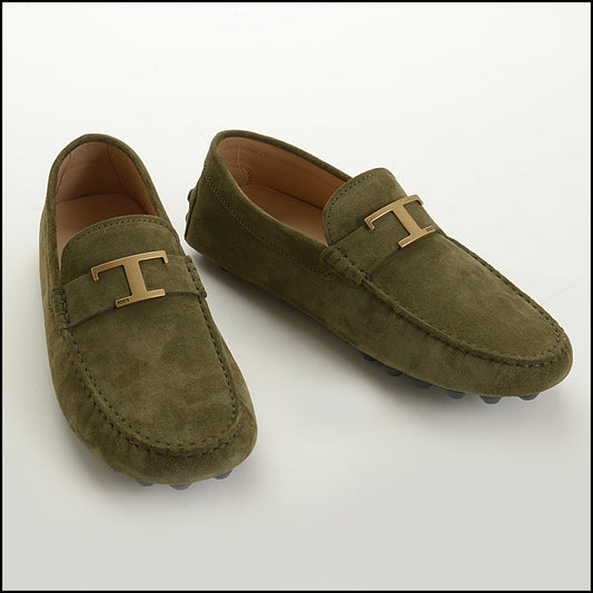 RDC15145 TOD'S Men's Green Suede Gommino "T" Driving Loafers Size 8
