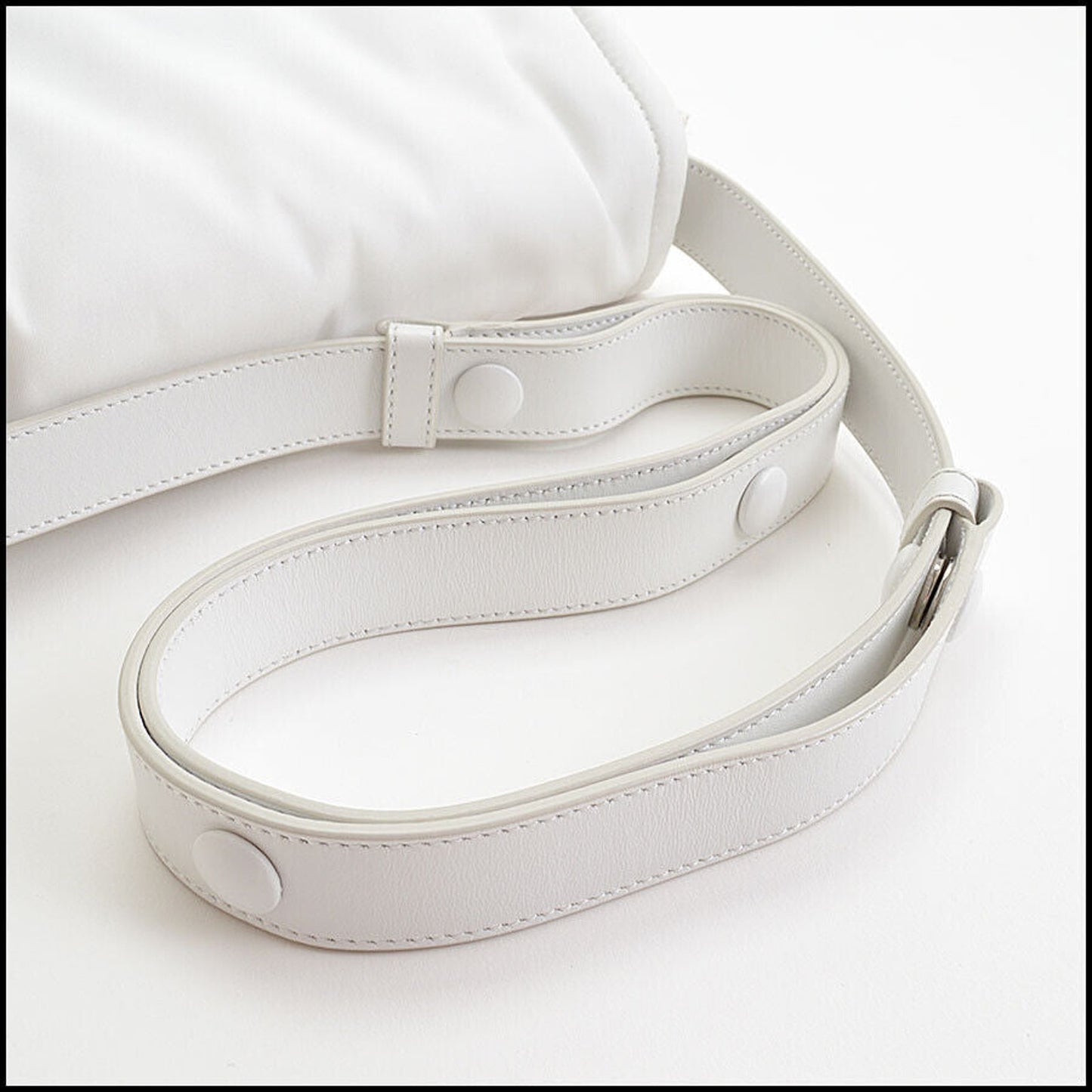 RDC13463 Authentic PRADA White Re-Nylon Tessuto Vitello Small Shoulder Bag