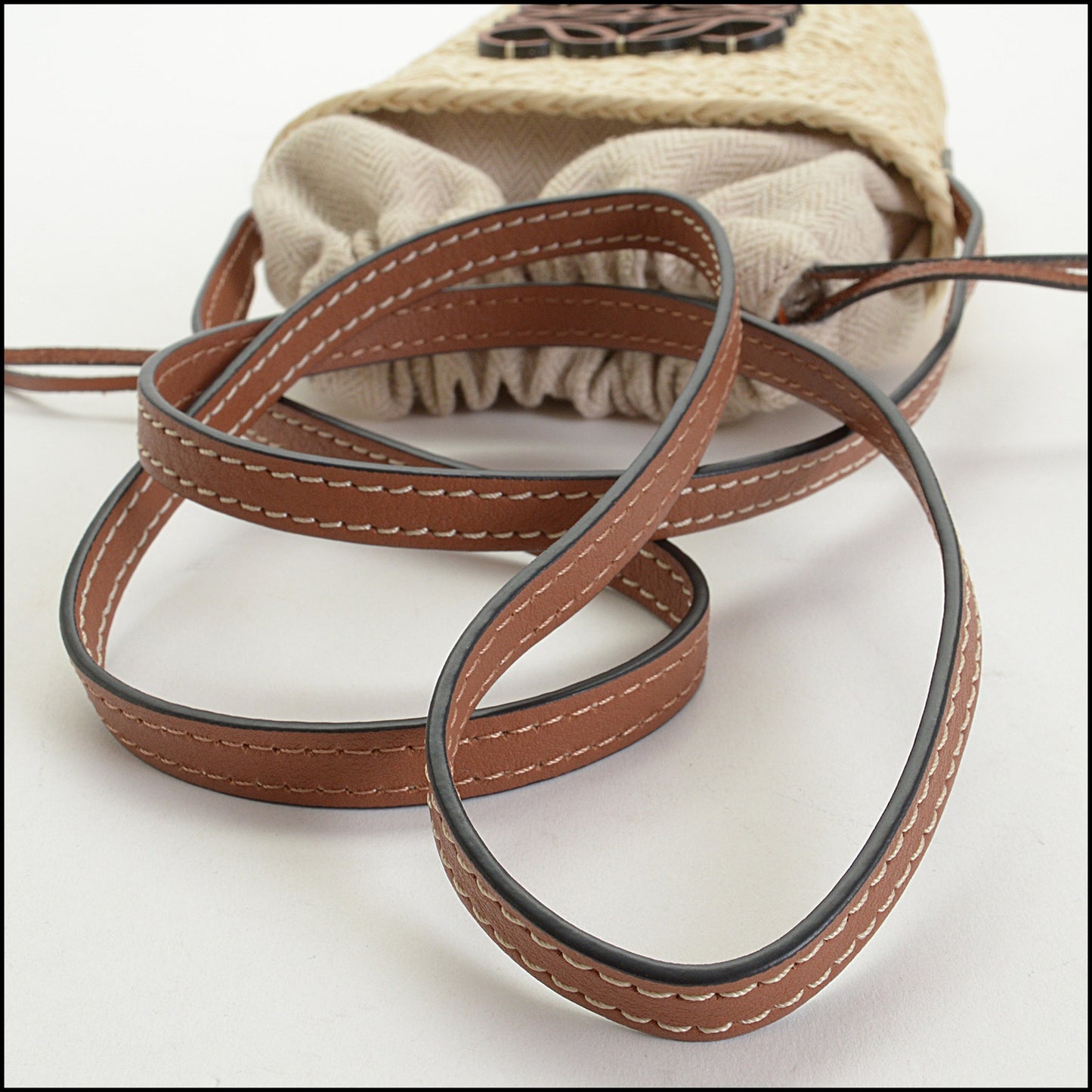 RDC14858 LOEWE Iraca Palm Natural Tan Square Pocket Bag