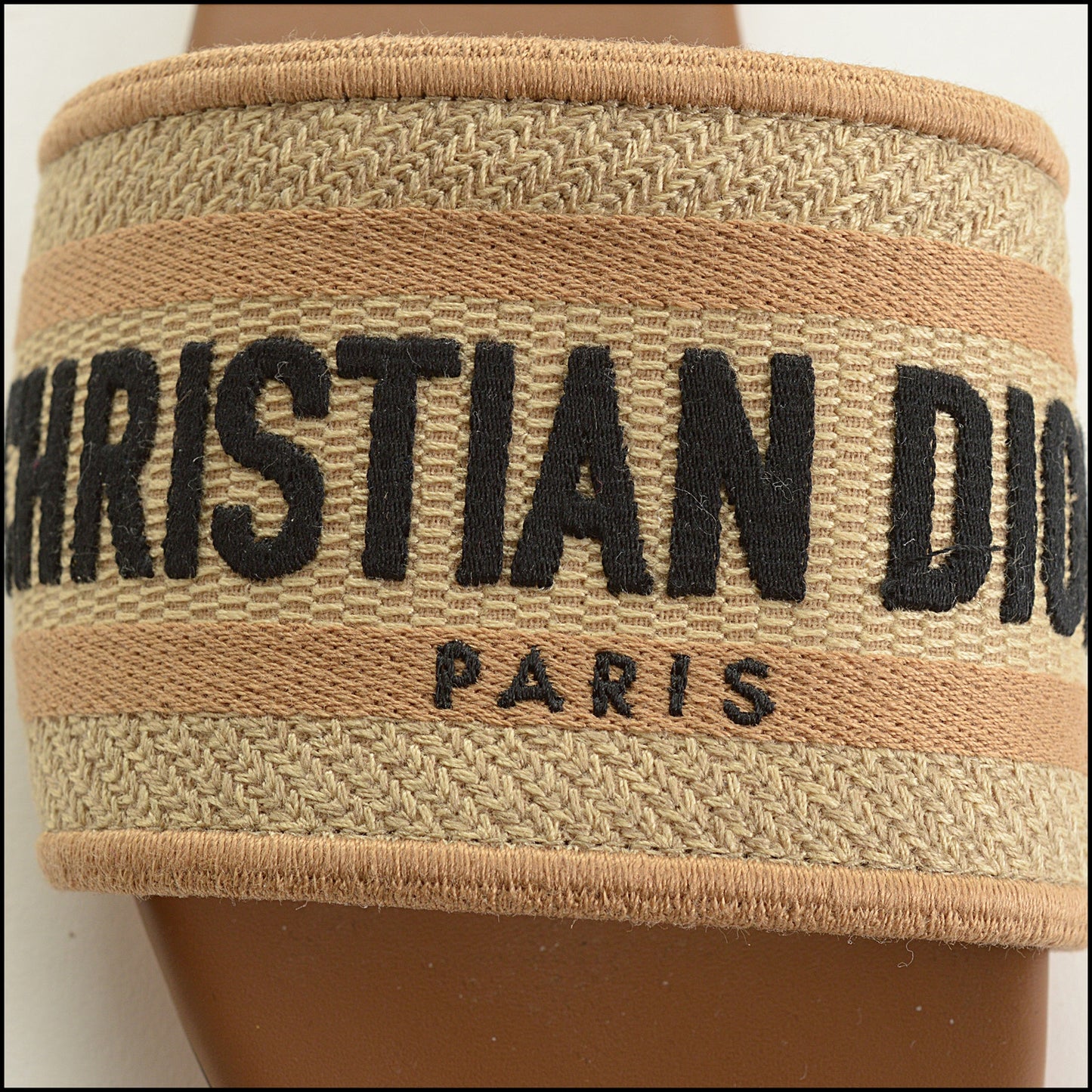 RDC15554 CHRISTIAN DIOR Chestnut Dway Black Logo Slide 36.5