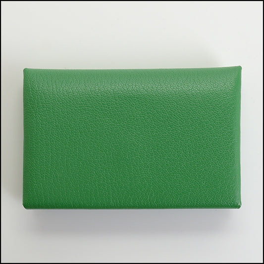 RDC14895 HERMES '22 Green Mysore Chevre Calvi Duo Compact Wallet