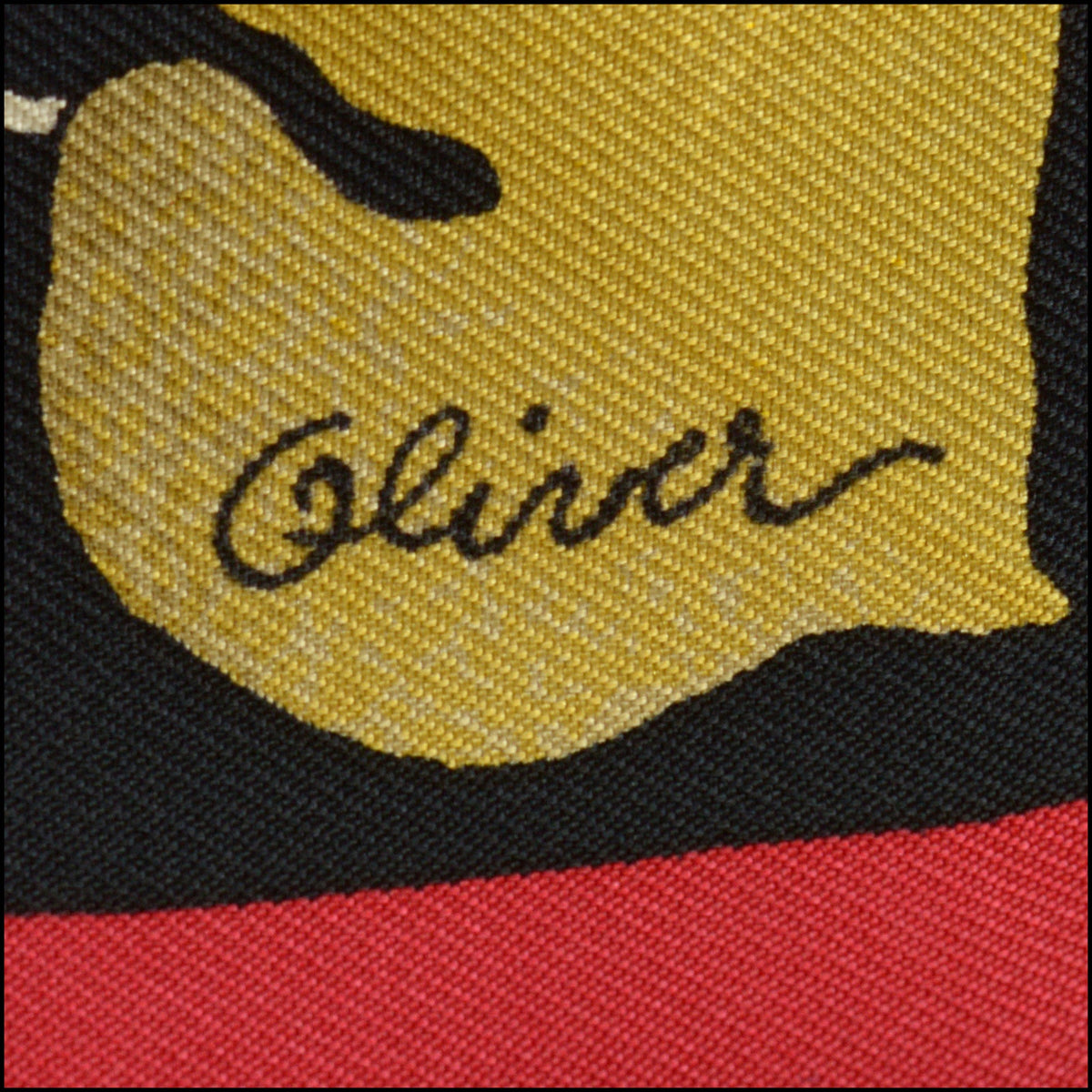 RDC15688 HERMES Black/Red/Gold ''Faune et Flore du Texas'' Carre 90 Silk Scarf Kermit Oliver