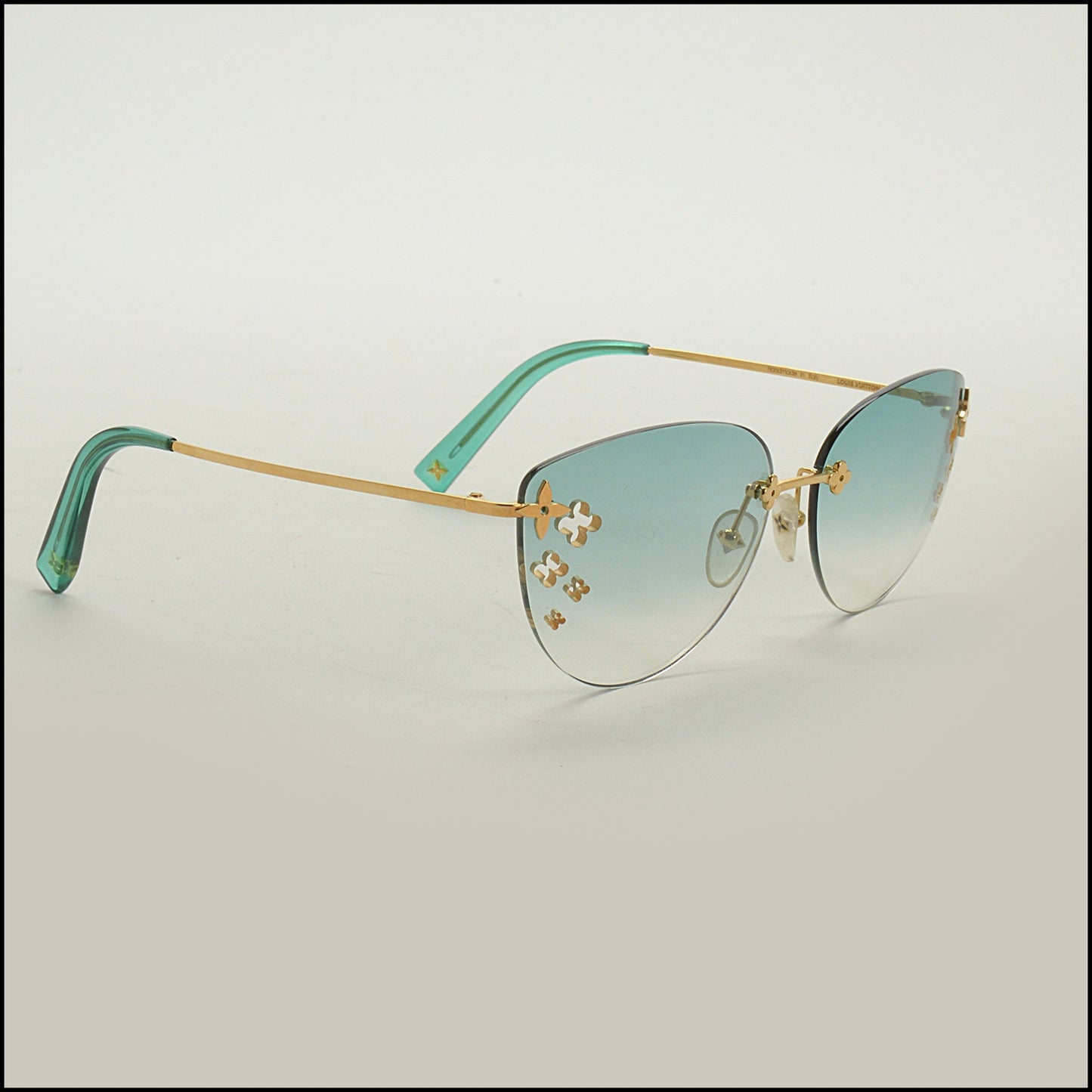RDC15119 LOUIS VUITTON Turquoise Desmayo Rimless Cateye Sunglasses