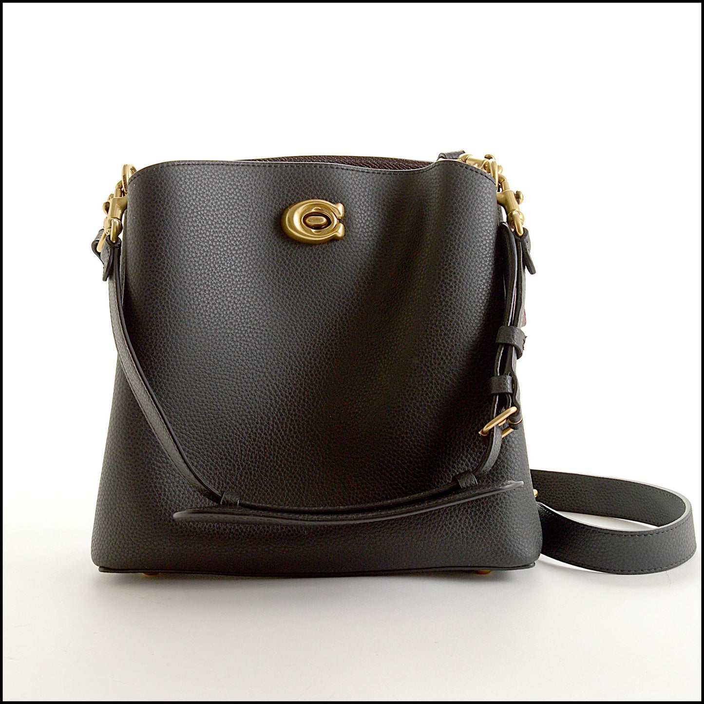 RDC15498 COACH Black Grained Leather Willow Bucket Bag