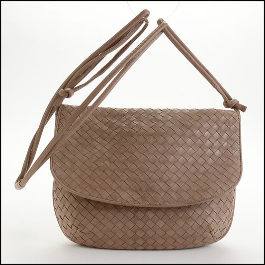RDC14899 BOTTEGA VENETA Taupe Intrecciato Vintage Crossbody Bag