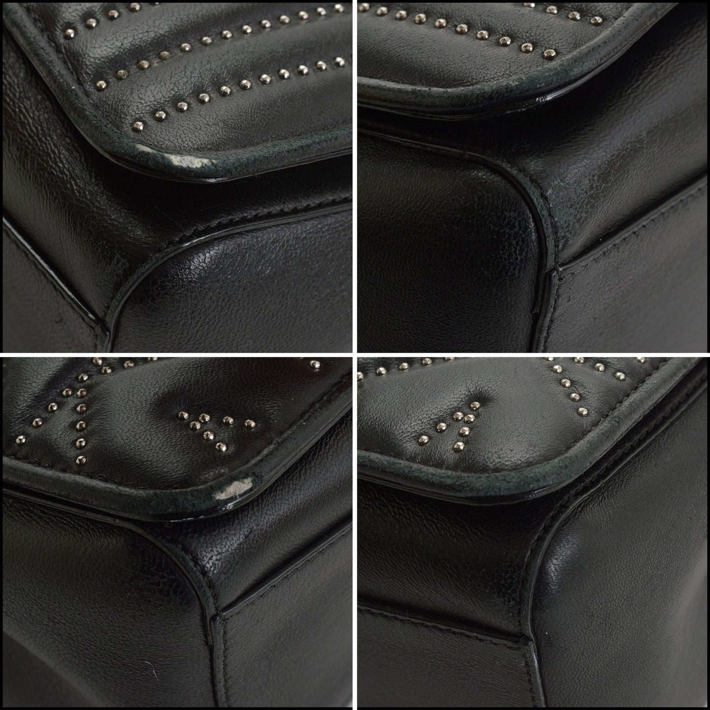 RDC14981 JIMMY CHOO Black Leather Star Studded Helia Bag