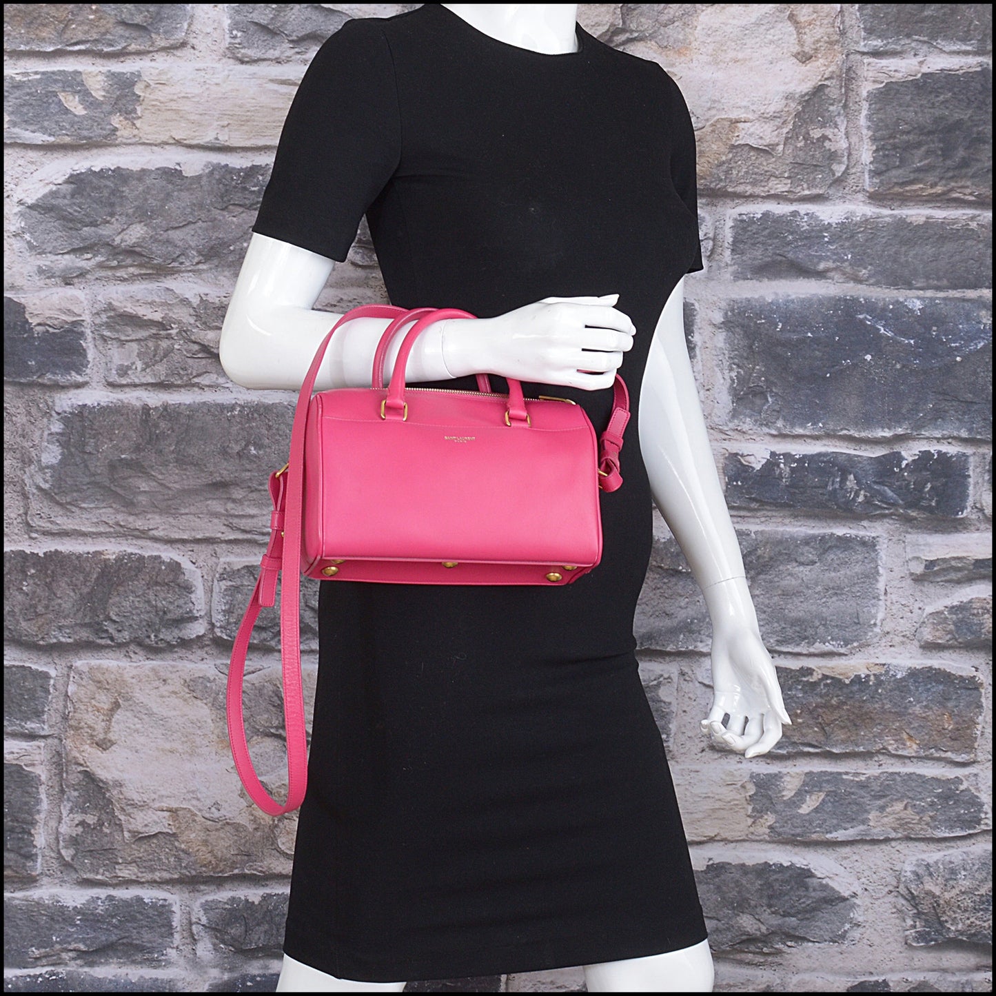 RDC15416 SAINT LAURENT Hot Pink Leather Classic Baby Duffle Bag