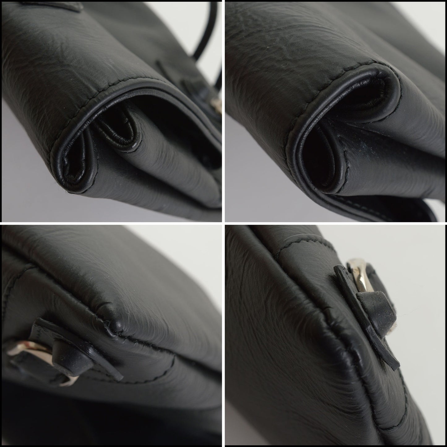 RDC14589 BALENCIAGA Matte Black Goatskin Rubber Covered Classic Hardware Envelope Clutch