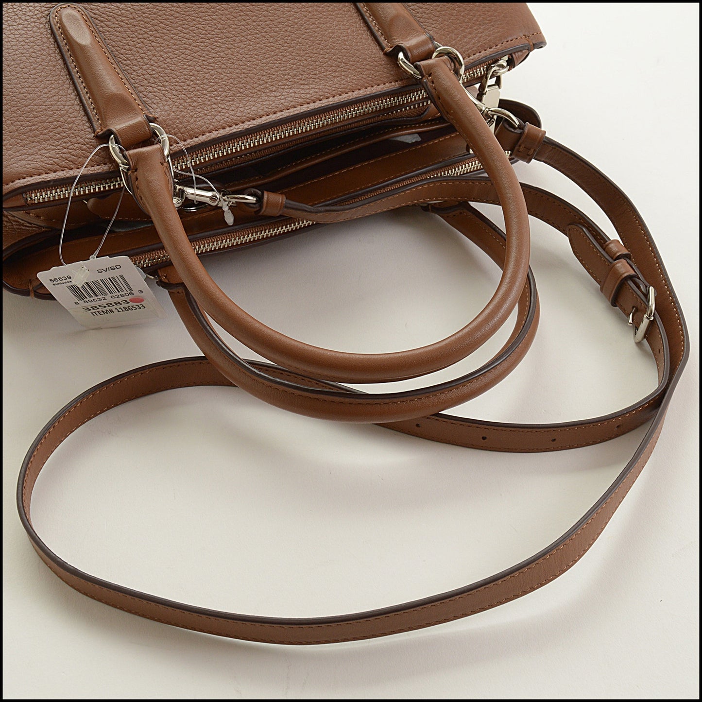 RDC15490 COACH Saddle Brown Pebbled Leather Brooklyn 28 Carryall