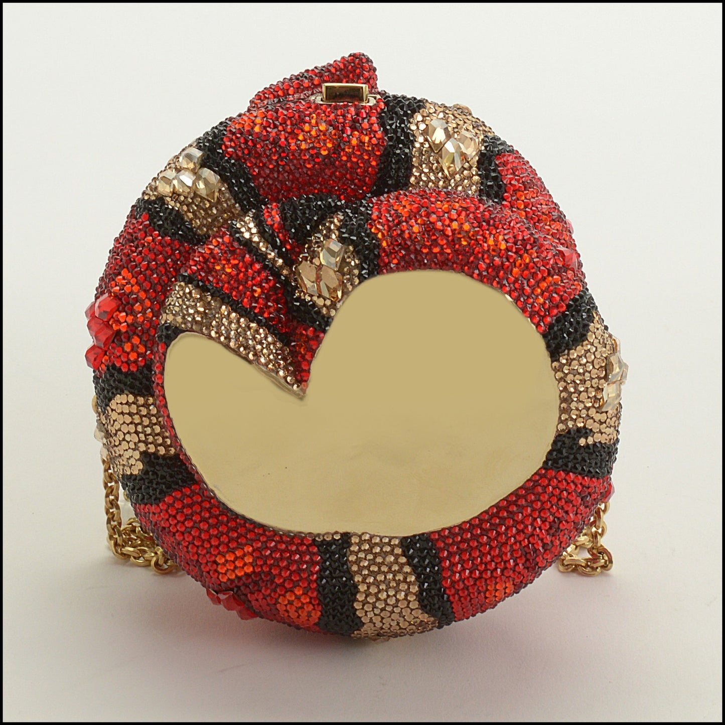 RDC15250 JUDITH LEIBER Red Snake Crystal Minaudiere Bag