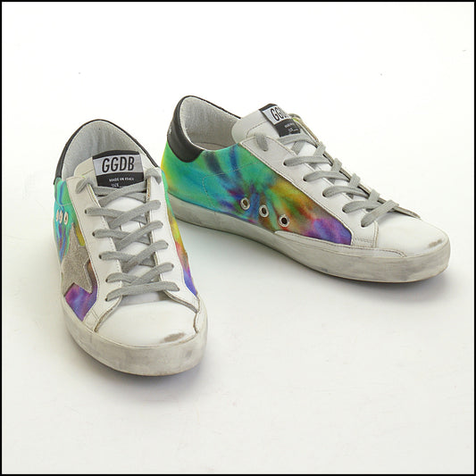 RDC14416 Golden Goose Multicolor Tie Dye Superstar Sneakers Size 7.5